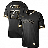 Astros 27 Jose Altuve Black Gold Nike Cooperstown Collection Legend V Neck Jersey Dzhi,baseball caps,new era cap wholesale,wholesale hats